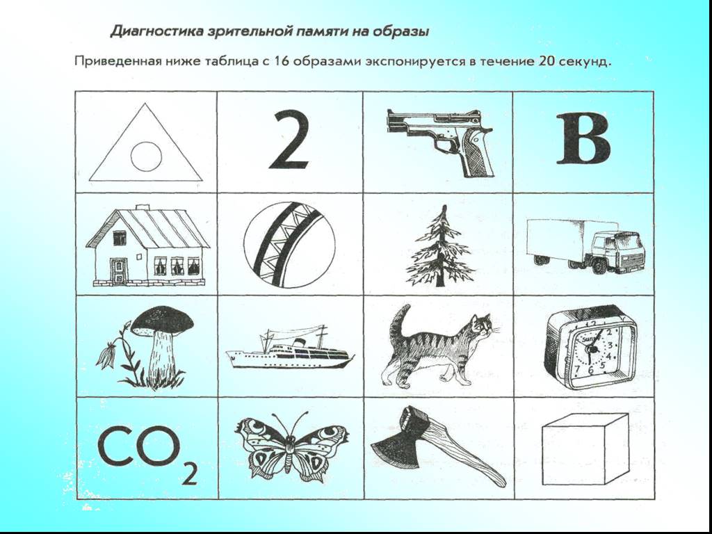 Пройти тест на память картинки