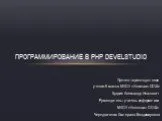 Программирование в PHP DevelStudio
