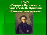 «Капитанская дочка» А.С. Пушкин - образ Пугачева