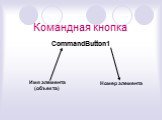 Командная кнопка CommandButton1. Имя элемента (объекта). Номер элемента