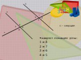 a 1 2 3 5 6 7 8 c с – секущая. накрест лежащие углы: 1 и 8 2 и 7 3 и 6 4 и 5