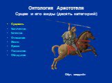 Сущность Количество Качество Отношение Место Время Положение Обладание. Обут, вооружён