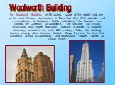 The Woolworth Building, at 55 stories, is one of the oldest and one of the most famous skyscrapers in New York City. With splendor and a resemblance to European Gothic cathedrals, the structure was labeled the Cathedral of Commerce. The structure has a long association with higher education, housing