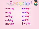 Remember! watch eat read study mak e com driv rid run n jump