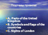 Подтемы проекта: A. Parts of the United Kingdom B. Symbols and flags of the countries C. Sights of London