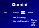 Gemini funny clever like travelling like chatting with friends boys girls