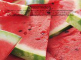 Watermelon . Watermelon ordinary - an annual herbaceous plant species in the genus of the family Watermelon Pumpkin. Melons. Fruit - melon, round, oval, flattened or cylindrical, bark colorof white and yellow to dark green with a pattern of grid stripes, spots, flesh pink, red, crimson, at least - w