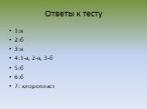 Ответы к тесту. 1:в 2:б 3:в 4:1-а, 2-в, 3-б 5:б 6:б 7: хлоропласт