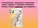 6.Постепенное повышение организации живых существ в процессе эволюции Ламарк назвал градацией (восхождение).