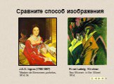 Сравните способ изображения. J.A.D. Ingres (1780-1867) “Madam de Senonnes portretas, 1814-16. Ernst Ludwig Kirchner Two Women in the Street 1914