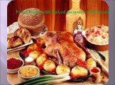 Fried duck with baked potatoes and bread