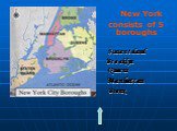 New York consists of 5 boroughs Staten Island Brooklyn Queens Manhattan Bronx