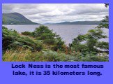 Lock Ness is the most famous lake, it is 35 kilometers long.