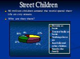 40 million children around the world spend their life on city streets. Why are they there? Street Children