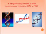 В природе существует 2 вида нуклеиновых кислот: ДНК и РНК.