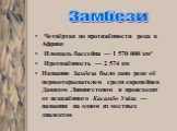 Четвёртая по протяжённости река в Африке Площадь бассейна — 1 570 000 км² Протяжённость — 2 574 км Название Замбези было дано реке её первооткрывателем среди европейцев Давидом Ливингстоном и происходит от искажённого Касамбо Уэйзи — названия на одном из местных диалектов. Замбези