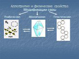 Аллотропия и физические свойства. Модификации серы Ромбическая Моноклинная Пластическая