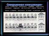 Совершенная конкуренция- рынок с множеством равноправных продавцов, предлагающих однородную продукцию, где отсутствуют входные барьеры в отрасль и продавец практически не влияет на рыночную цену.