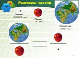 Земной шар Частица Яблоко (0,0000003 мм) (61 мм) (12742 км)