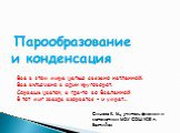 Парообразование и конденсация. Все в этом мире цепью связано нетленной. Все включено в один круговорот. Сорвешь цветок, а где-то во Вселенной В тот миг звезда взорвется – и умрет…. Синева К. М., учитель физики и математики МОУ СОШ №5 г. Балтийск