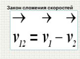 Закон сложения скоростей. V21 = V2 – V1 V21 = V2 + V1