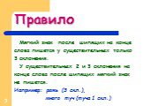 Правило. Мягкий знак после шипящих на конце слова пишется у существительных только 3 склонения. У существительных 2 и 3 склонения на конце слова после шипящих мягкий знак не пишется. Например: рожь (3 скл.), много туч (туча 1 скл.)