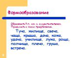 Формообразование. Образовать Р.п. мн. ч. существительных. Придумать с ними предложения. Туча, жилище, свеча, чаща, крыша, дача, кожа, удача, училище, лужа, роща, полчища, плечо, груша, встреча.