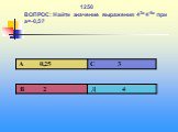 1250 ВОПРОС: Найти значение выражения 43а 4-5а при а=-0,5?