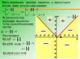 Найти наименьшее значение параметра а , при котором система имеет хотя бы одно решение: На плоскости (х;а) изобразим множество точек, удовлетворяющих системе. а) Рассмотрим f(х;а)= f(1;0)=0-|1|=-1