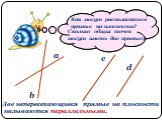 Проведите две прямые так, чтобы у них было разное взаимное расположение на плоскости. a b c d. Как могут располагаться прямые на плоскости? Сколько общих точек могут иметь две прямые? Две непересекающиеся прямые на плоскости называются параллельными.