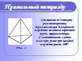 Правильный тетраэдр. Составлен из четырёх равносторонних треугольников. Каждая его вершина является вершиной трёх треугольников. Следовательно, сумма плоских углов при каждой вершине равна 180º. Рис. 1