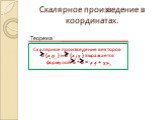 Скалярное произведение в координатах. Теорема. Скалярное произведение векторов a {x ;y } и b {x ; y } выражается формулой a * b = x x + y y. 1