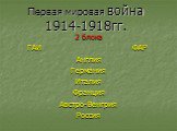 Первая мировая война 1914-1918гг. 2 блока ГАИ ФАР Англия Германия Италия Франция Австро-Венгрия Россия