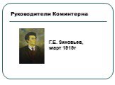 Руководители Коминтерна. Г.Е. Зиновьев, март 1919г