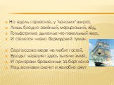 Но вдоль горизонта, у "конских" широт, Лишь бледно-зелёный, мерцающий, лёд, Гольфстрима дыханье что пекельный жар, И стелется низко бермудский туман. Саргассово море не любит гостей, Бродяг караулят здесь тысячи змей, И призраки брошенных за борт коней Над волнами скачут и жалобно ржут