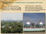 Крупнейшие химические компании России. «Акрон» — российская химическая группа. Входит в число ведущих мировых производителей минеральных удобрений. Штаб-квартира — в Великом Новгороде. «Сибур Холдинг» — крупнейший нефтехимический холдинг России и Восточной Европы. Штаб-квартира расположена в Москве 