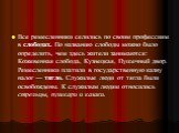 Все ремесленники селились по своим профессиям в слободах. По названию слободы можно было определить, чем здесь жители занимаются: Кожевенная слобода, Кузнецкая, Пушечный двор. Ремесленники платили в государственную казну налог — тягло. Слу­жилые люди от тягла были освобождены. К служилым людям относ