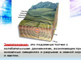 Землетрясения- это подземные толчки с колебательными движениями, возникающие при внезапных смещениях и разрывах в земной коре и мантии.