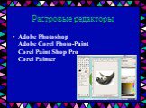 Растровые редакторы. Adobe Photoshop Adobe Corel Photo-Paint Corel Paint Shop Pro Corel Painter