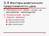 5. Минимальный объем затрат на расширение производства 6. Конъюнктура рынка 7. Фактор времени Краткосрочный Среднесрочный Долгосрочный