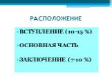 РАСПОЛОЖЕНИЕ. ВСТУПЛЕНИЕ (10-15 %) ОСНОВНАЯ ЧАСТЬ ЗАКЛЮЧЕНИЕ (7-10 %)