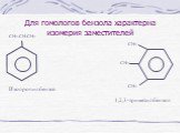 Для гомологов бензола характерна изомерия заместителей. CH3-CH-CH3 Изопропилбензол CH3. 1,2,3-триметилбензол