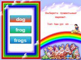 Выберите правильный вариант: Tom has got six … . dog frog frogs