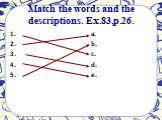 Match the words and the descriptions. Ex.83,p.26. 1. 2. 3. 4. 5. a. b. c. d. e.