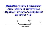 Модулем числа а называют расстояние (в единичных отрезках) от начала координат до точки А(а)