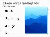 These words can help you Well By the by Anyway So W..l B. … .y A….y S. Fill in the gaps