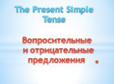 The Present Simple Tense. Вопросительные и отрицательные предложения