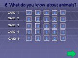 3 2 6 4 5. 6. What do you know about animals? CARD 1 CARD 2 CARD 3 CARD 4 CARD 5
