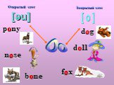 [o] Oo [əu] pony nose bone dog doll fox