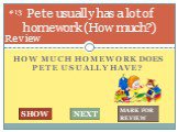 How much homework does Pete usually have? Pete usually has a lot of homework (How much?). #13